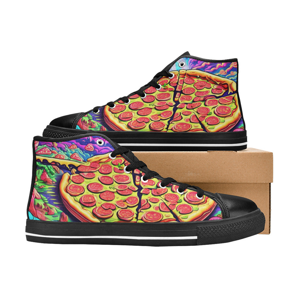 MEN'S Trippy Pizza Fantasy Art High Top Canvas Neon Fantasy Shoes