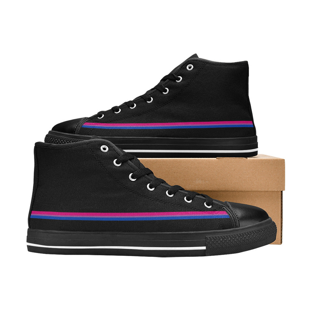 WOMEN'S Bi Flag 3 Pride LGBT High Top Canvas Custom Shoes