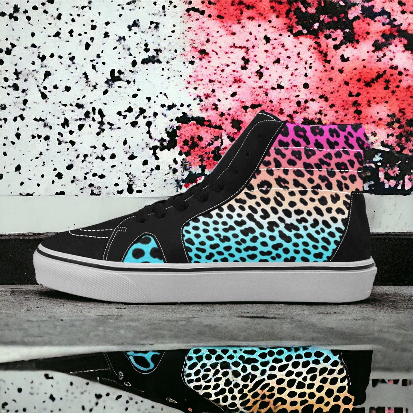 Cherry Blossom Navy Indigo Vivid WOMEN Bold Art - Freaky Shoes | Custom Art Sneakers