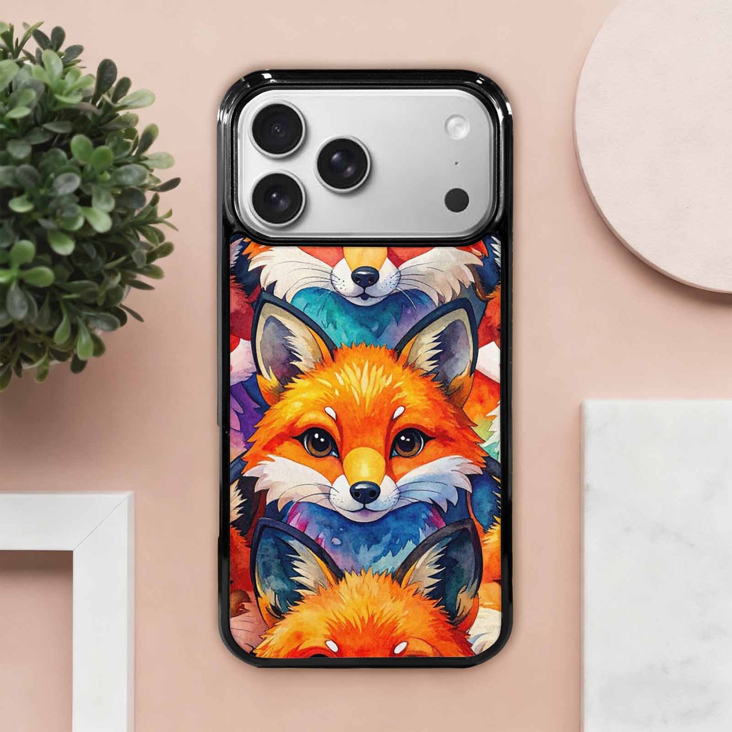 iPhone 17 Pro Max Case — Watercolor Kawaii Fox Watercolor Abstract, Customized Protective Case