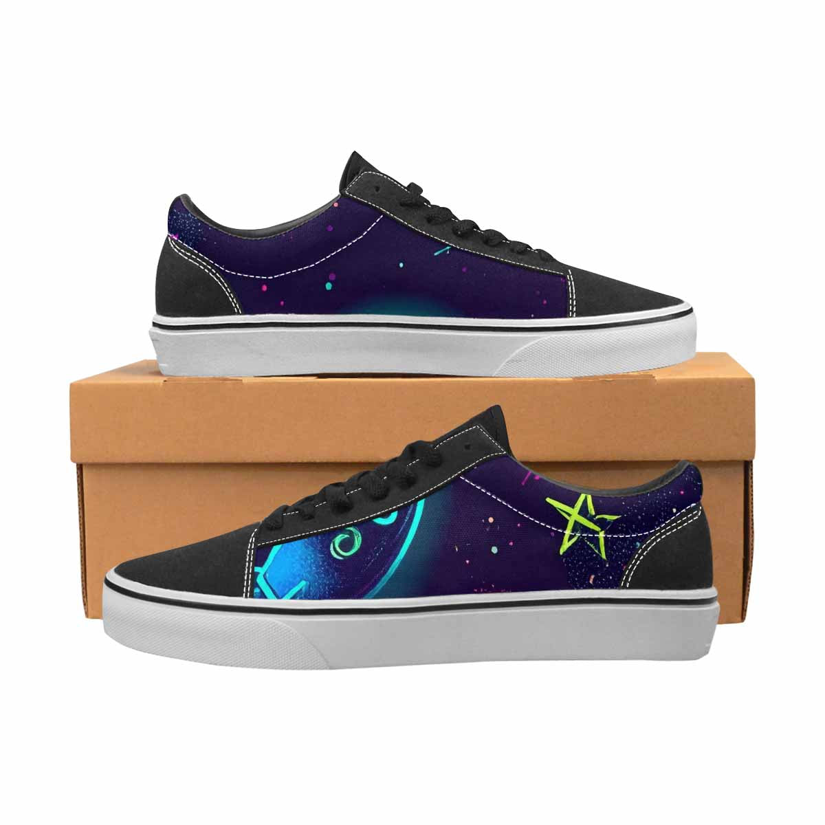 WOMEN'S Space Galaxy Astronaut Canvas Lace-Up Vibrant Chaos Shoes