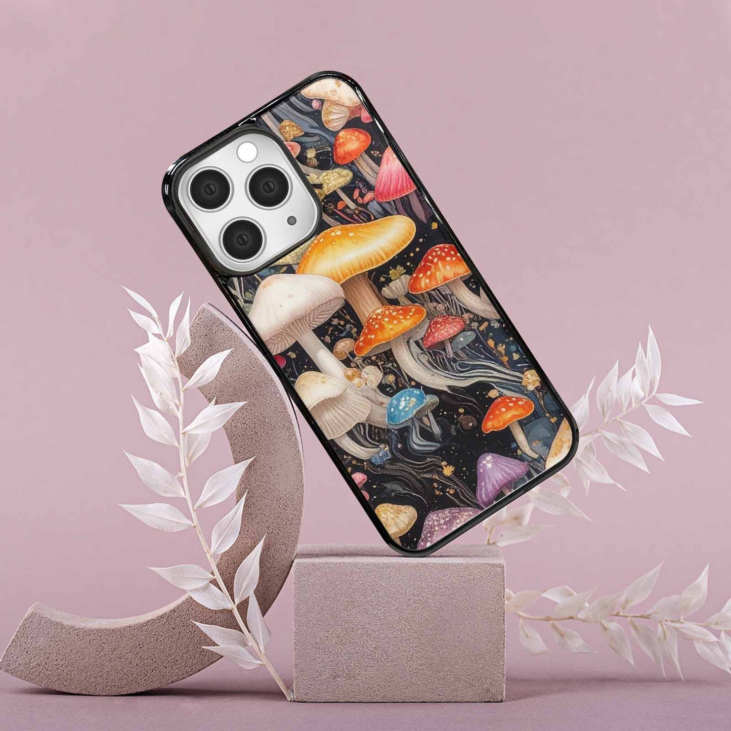 iPhone 15 Pro Max Case — Mushrooms Pattern Hundreds Of, Custom Printed Phone Case