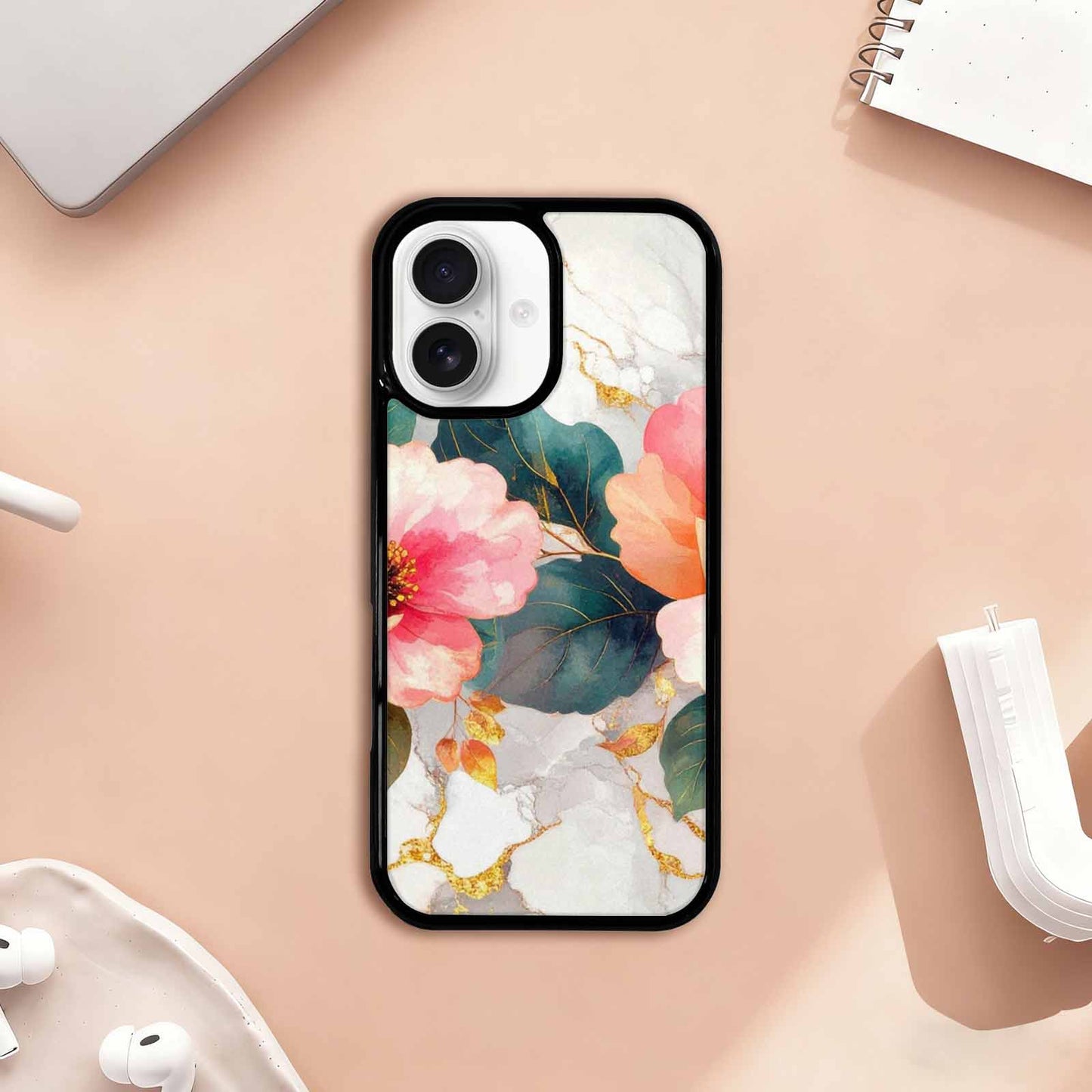 iPhone 17 Case — Marble Floral Art Seamless Floral, Custom Print Case Cover