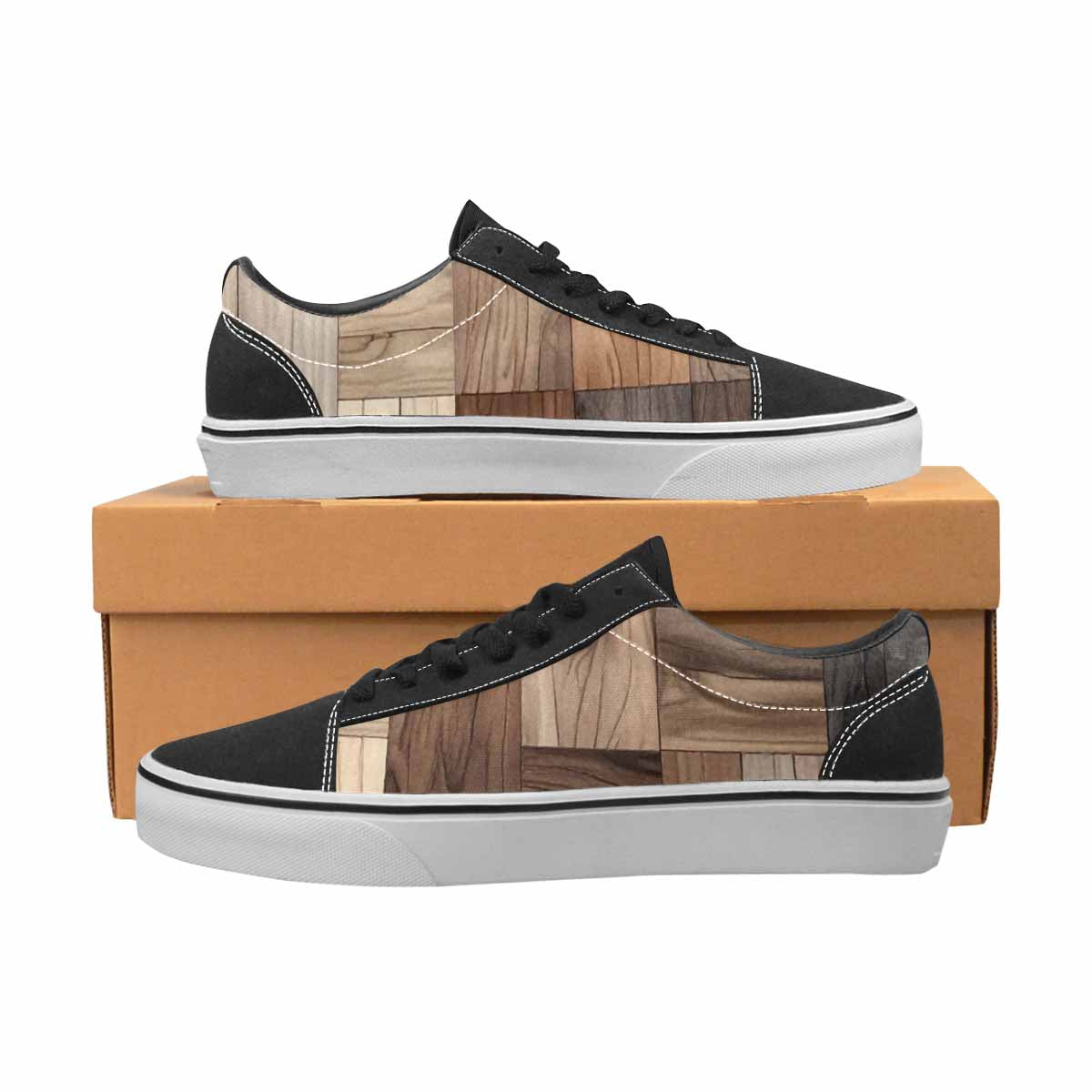 WOMEN'S Wood Grain Texture Canvas Lace-Up Grunge Shoes