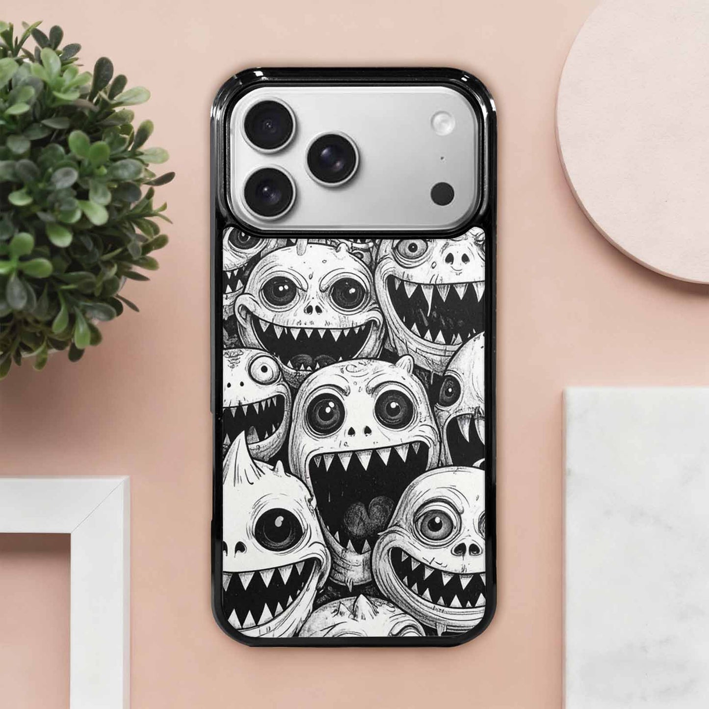 iPhone 17 Pro Max Case — Black And White Monster Original Art, Custom Art Phone Cover
