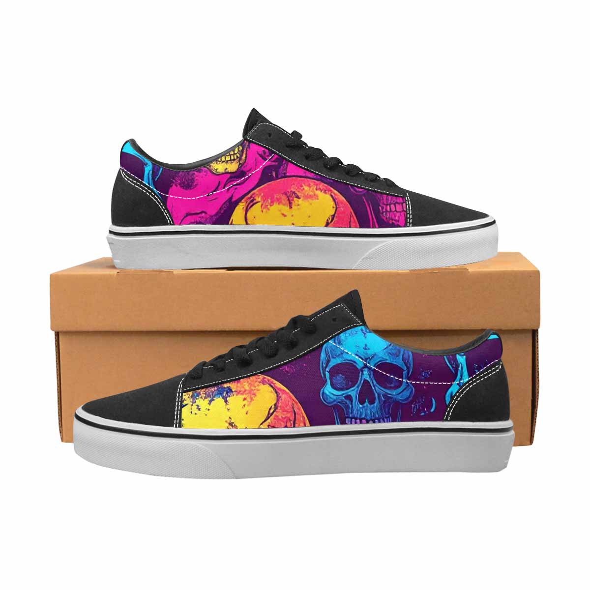 MEN'S Tie Dye Skulls Print Canvas Lace-Up Grunge Sneakers