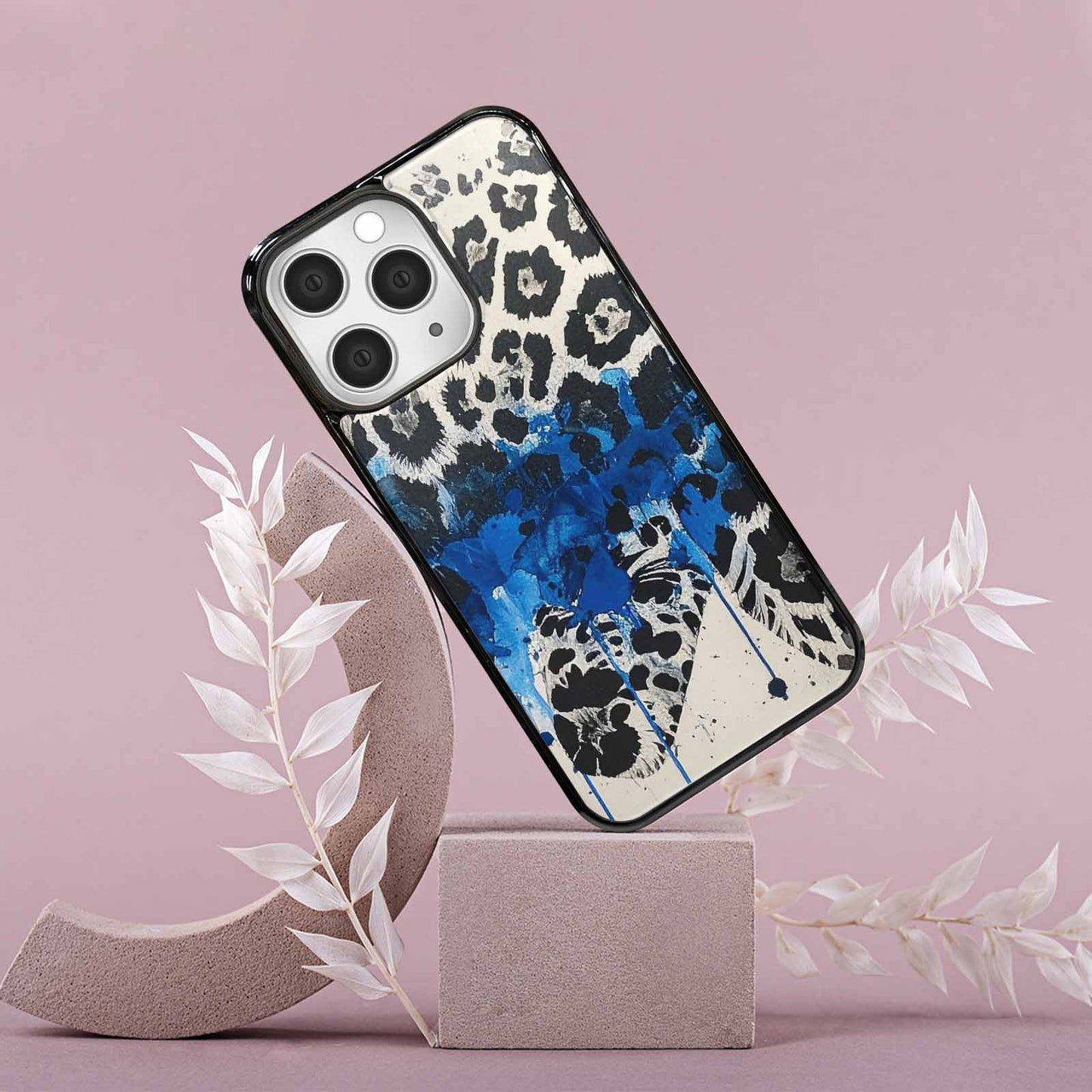 iPhone 15 Pro Max Case — Animal Print Black Blue Ink Animal, Customized Protective Case