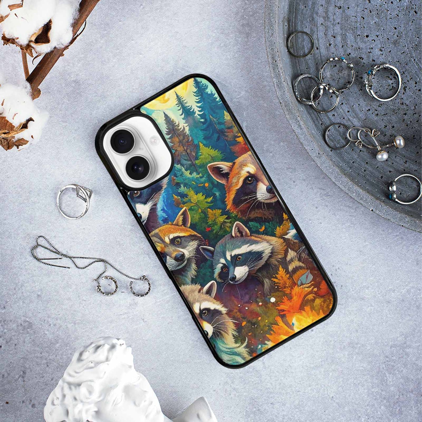 iPhone 16 Plus Case — Raccoon Bandit Raccoon Bandit Pattern Hundreds, Unique Phone Case Design