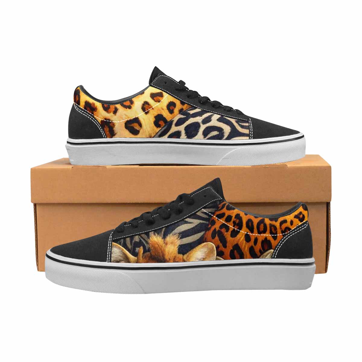 WOMEN'S Animal Print Canvas Lace-Up Neon Fantasy Sneakers