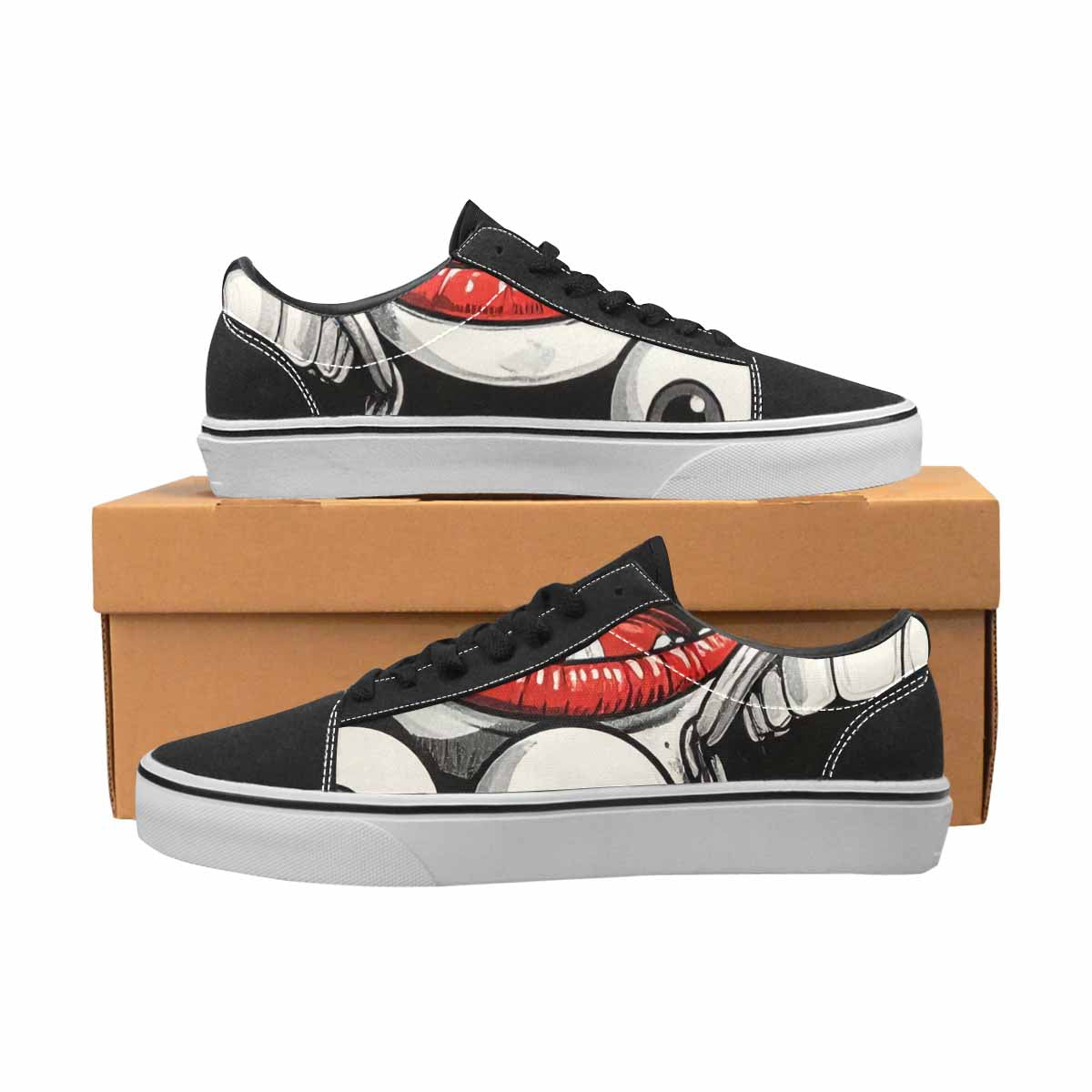 MEN'S Googly Cartoon Mouths Canvas Lace-Up Neon Fantasy Shoes