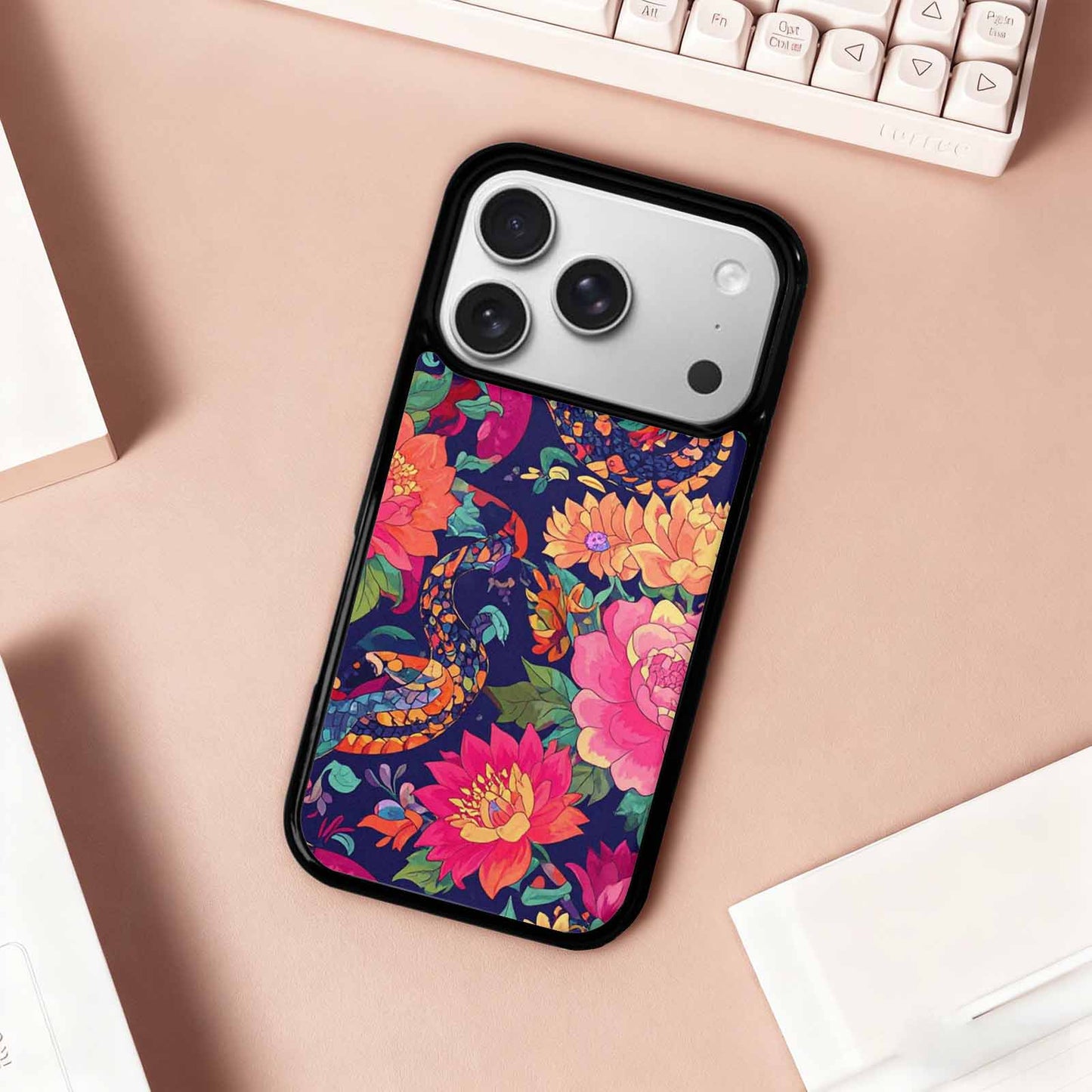 iPhone 17 Pro Case — Snakes Print Floral Seamless Pattern Floral, Custom Made Phone Cover