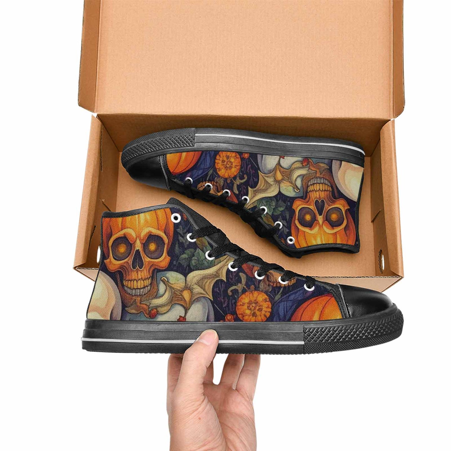WOMEN'S Skulls - Halloween High Top Canvas Vibrant Chaos Shoes