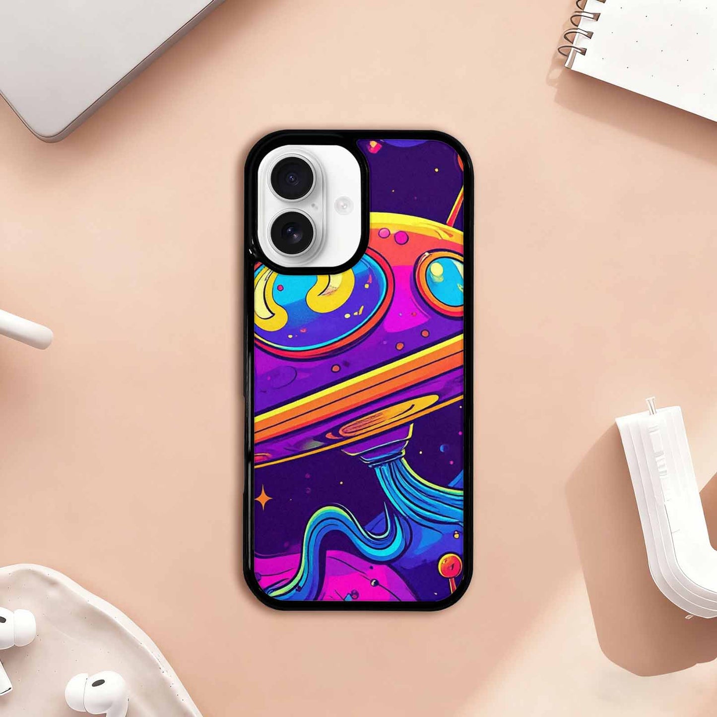 iPhone 17 Case — Alien Ufo Cartoon Art Alien Scifi, Personalized Phone Case
