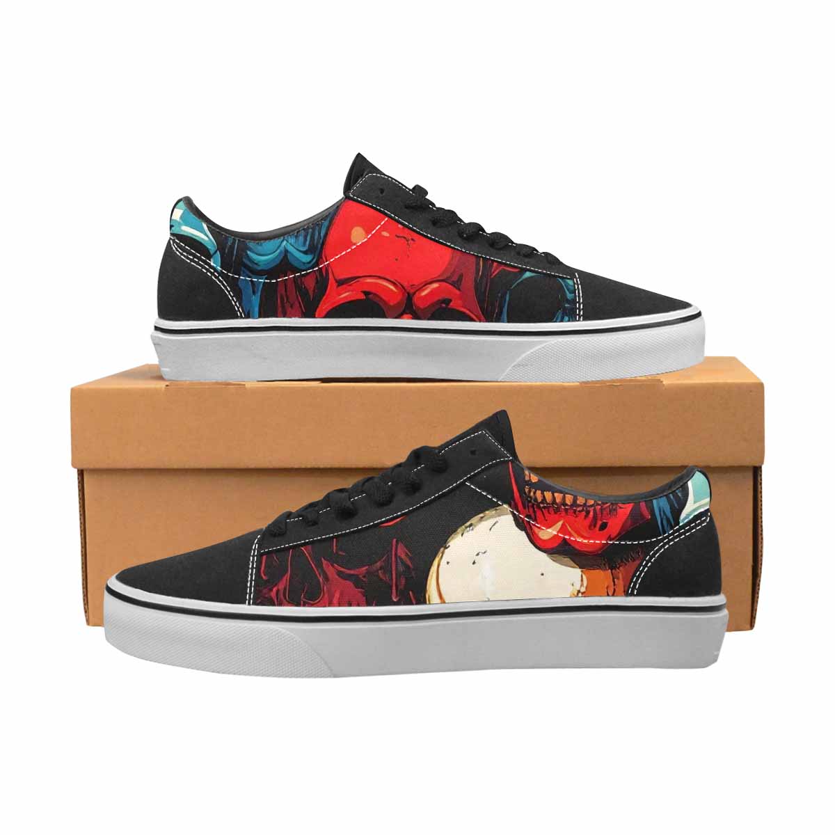WOMEN'S Dripping Skulls Collage Canvas Lace-Up Dark Academia Shoes
