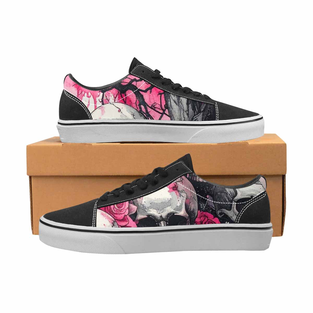 WOMEN'S Skull Roses Lace-Up Canvas Dreamcore Custom Shoes