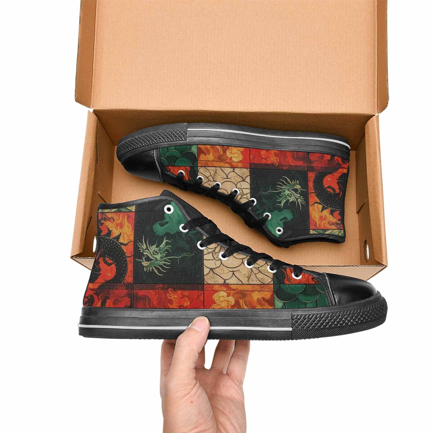 MEN'S Dragon Scale Fantasy High Top Canvas Dreamcore Custom Shoes
