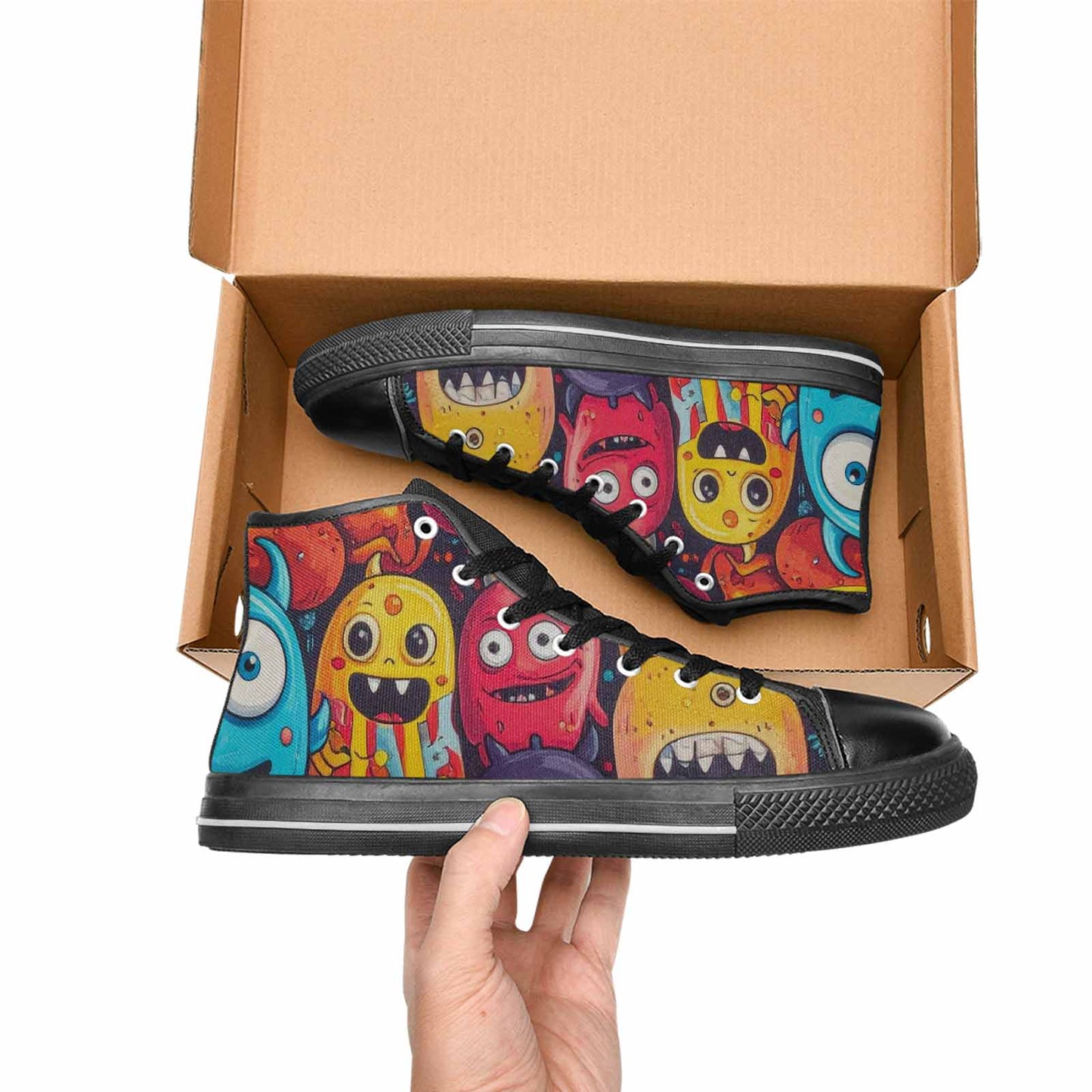 MEN'S Cartoon Monster Character High Top Canvas Neon Fantasy Shoes
