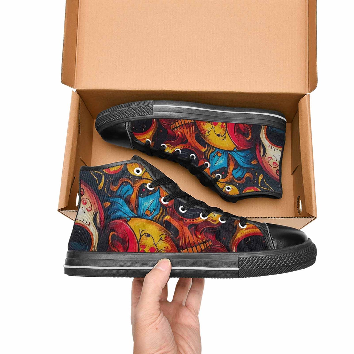 MEN'S Graffiti Skull High Top Canvas Surreal Custom Sneakers