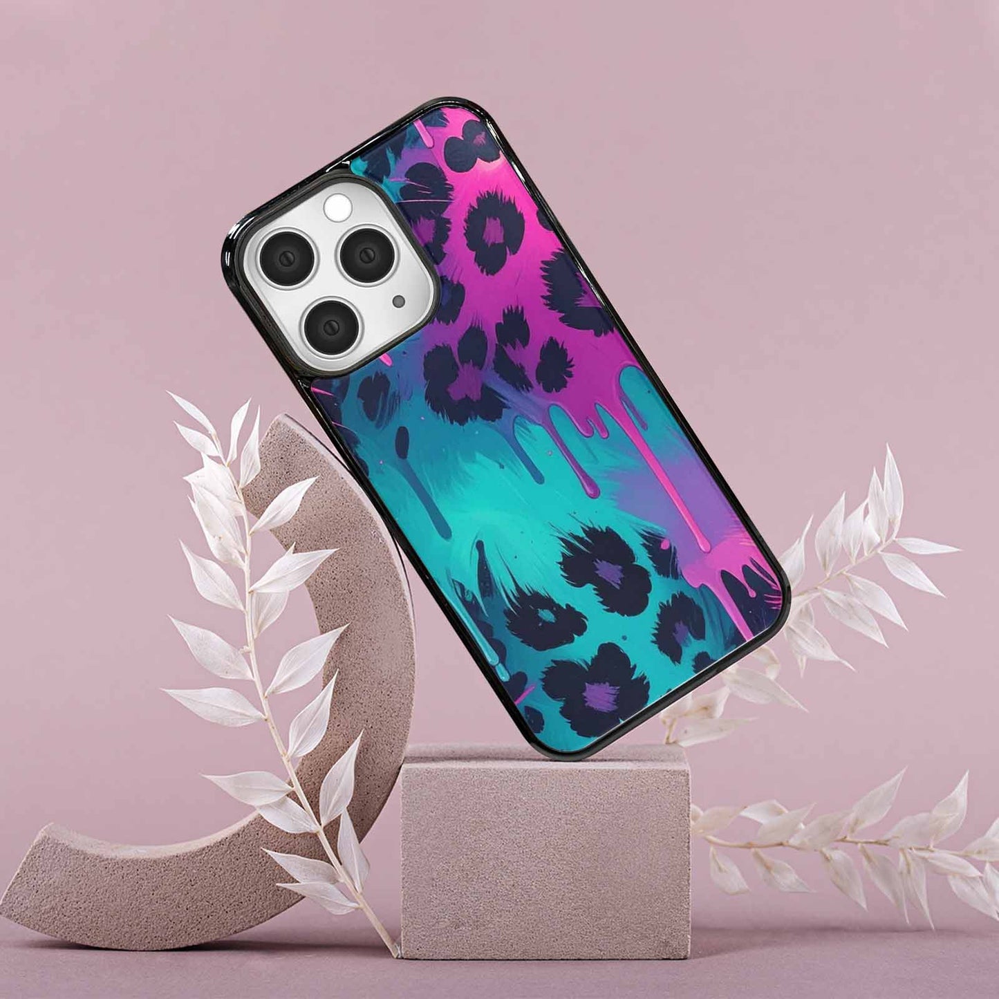 iPhone 15 Pro Max Case — Leopard Melting Neon, Personalized Phone Case