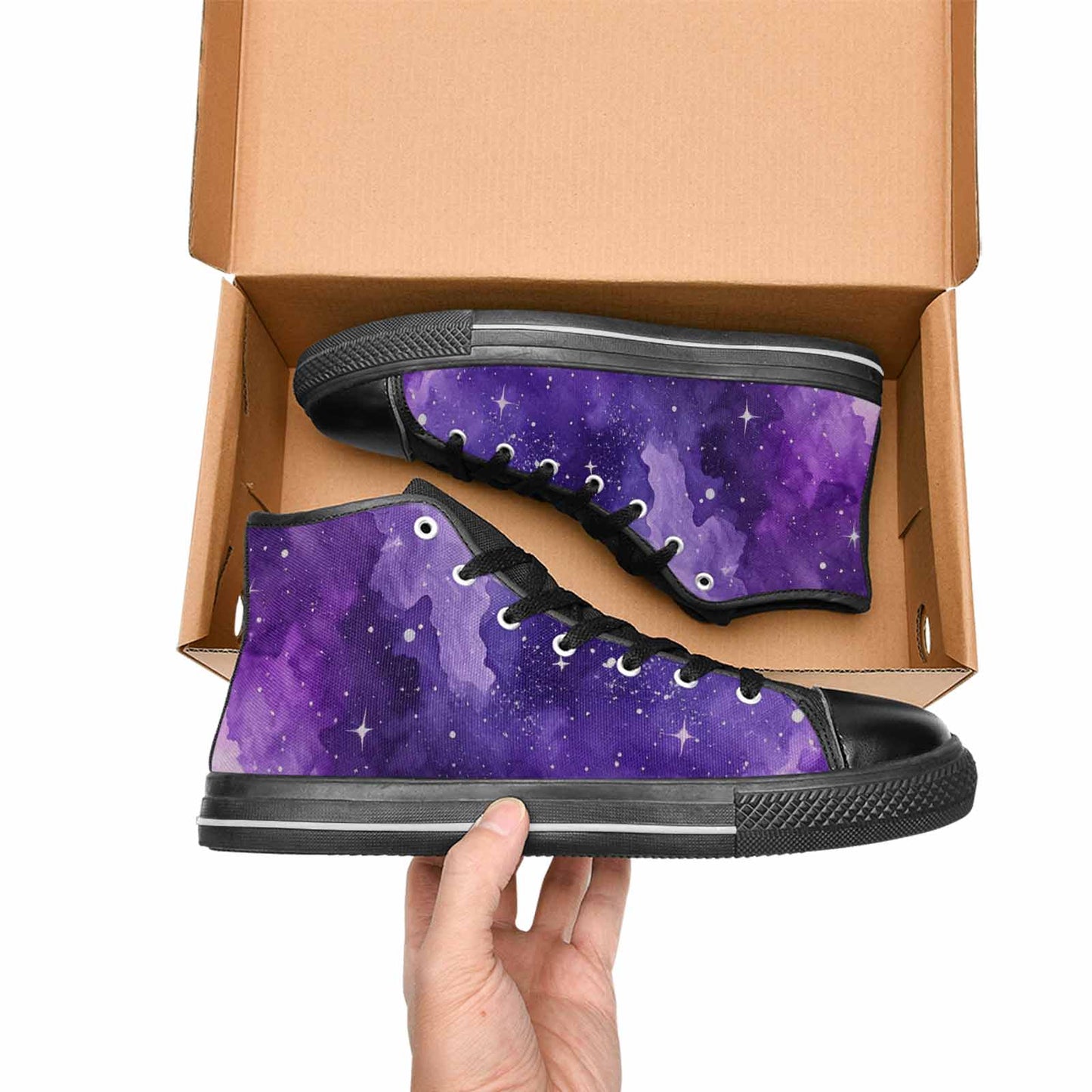 WOMEN'S Galaxy Art - High Top Canvas Vibrant Chaos Custom Sneakers