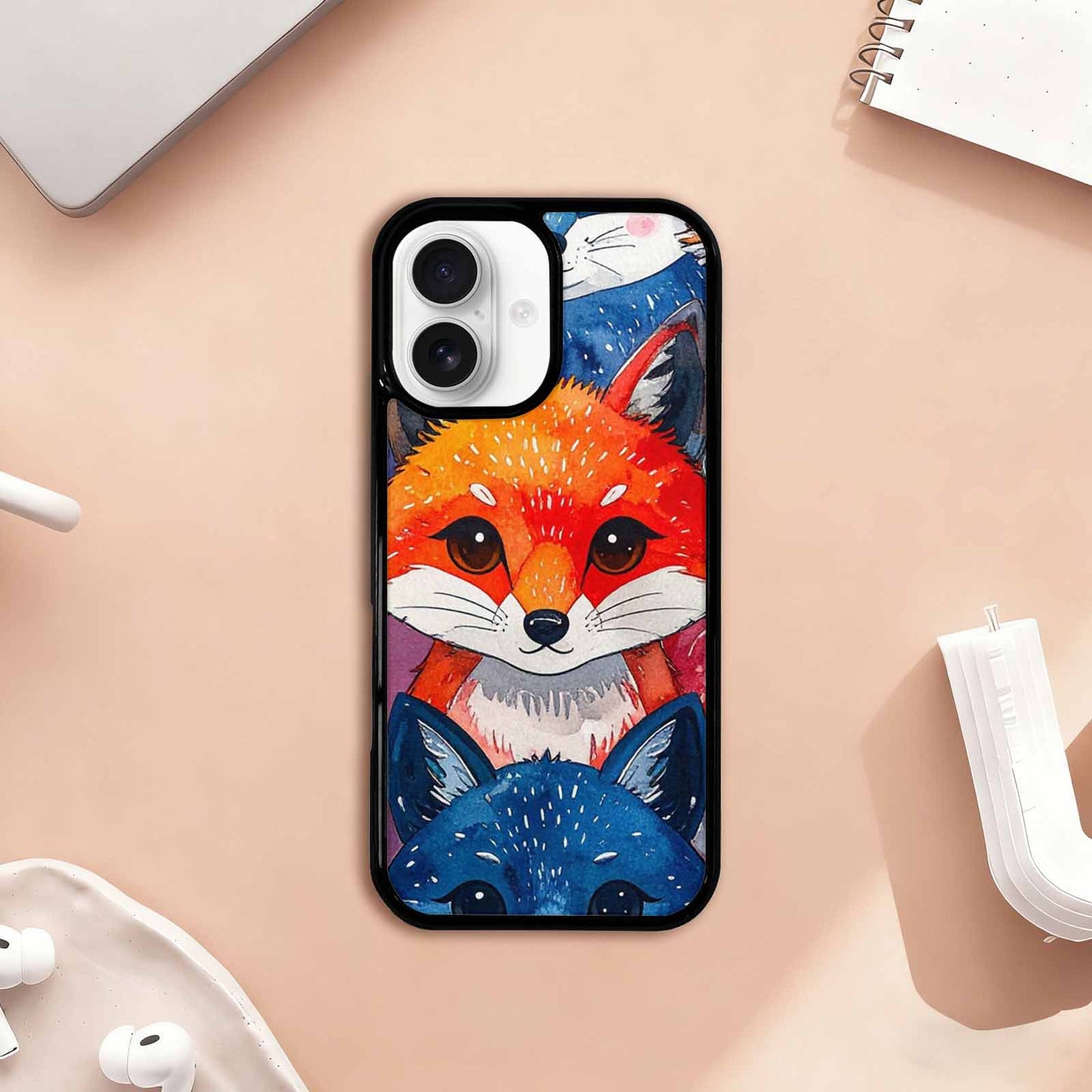 iPhone 17 Case — Watercolor Kawaii Fox Watercolor Abstract, Custom Designed Case Cover