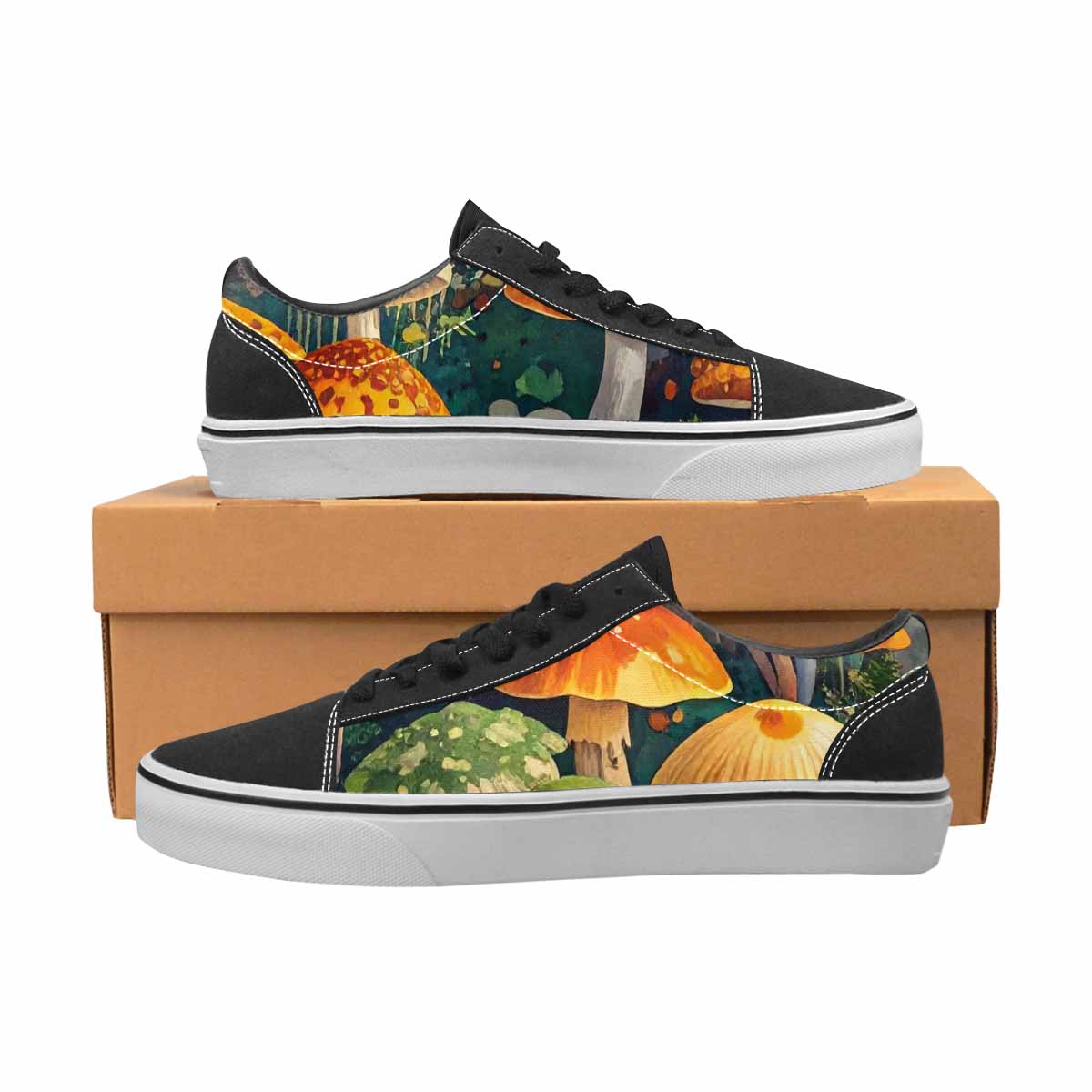 WOMEN'S Mushrooms Camo Mushrooms Lace-Up Canvas Neon Fantasy Custom Shoes
