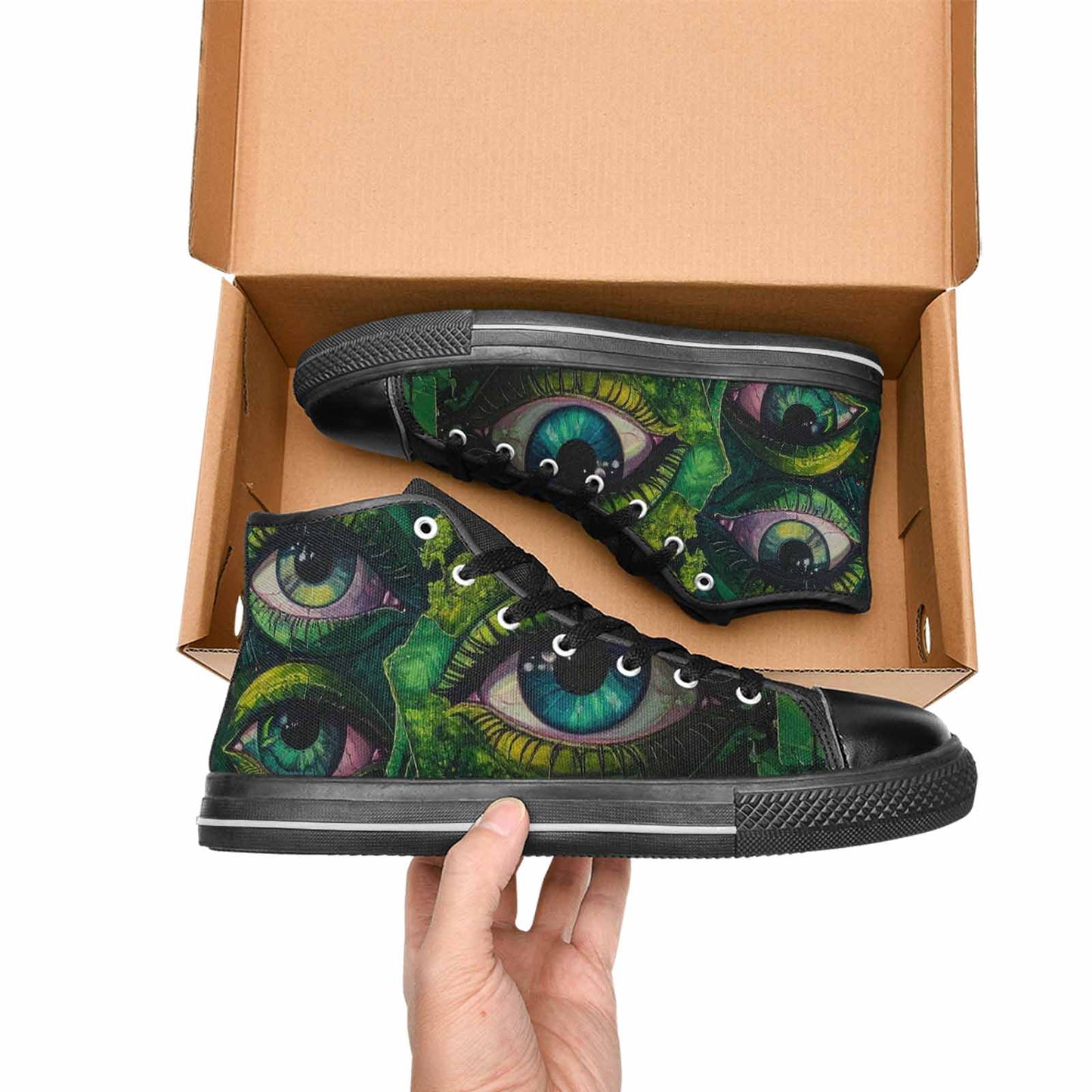 WOMEN'S Reptile Eye Cartoon High Top Canvas Neon Fantasy Sneakers