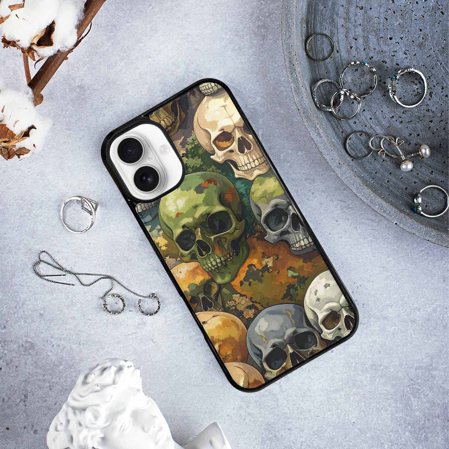 iPhone 16 Plus Case — Skulls Camoskulls Pattern Hu Bti, Custom Phone Case