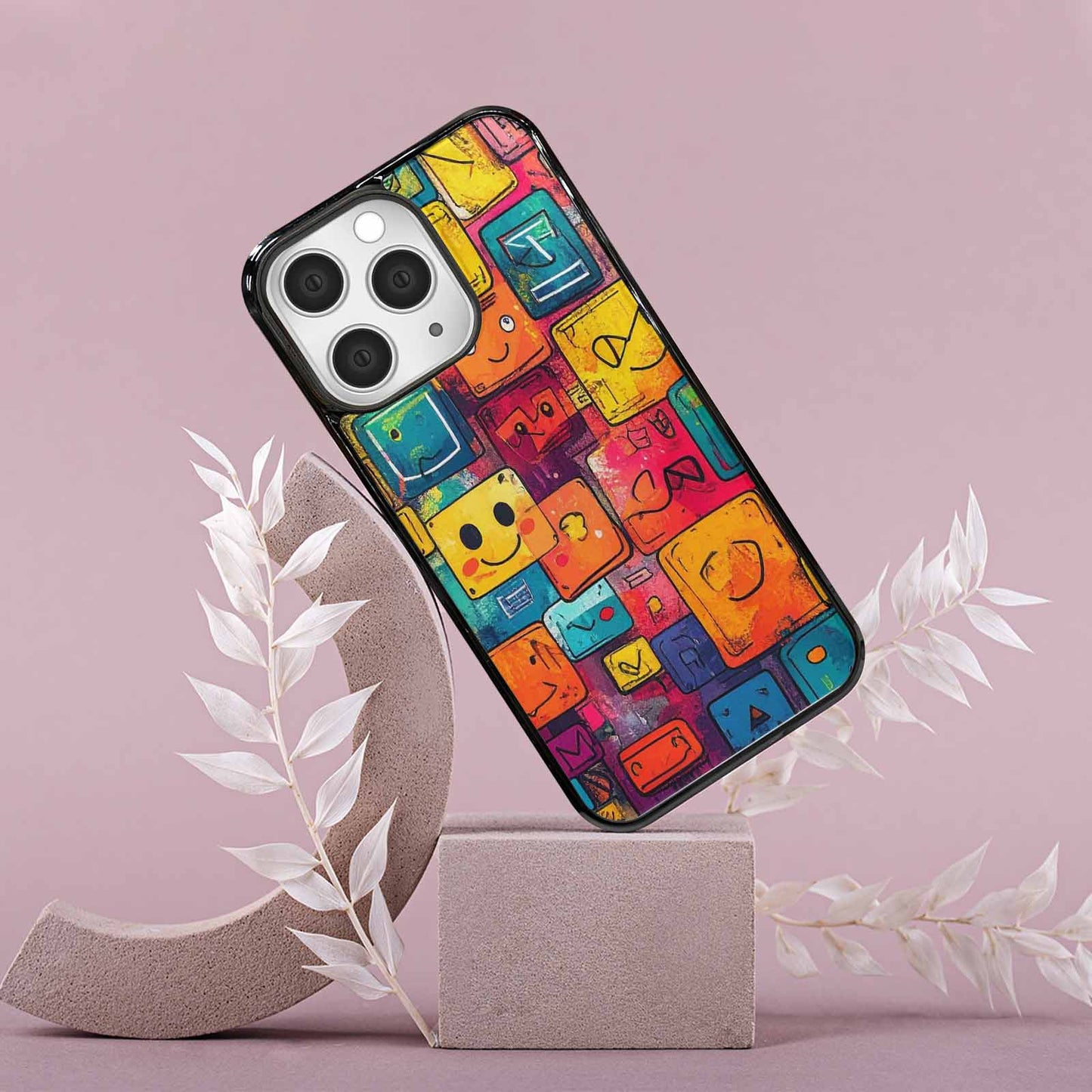 iPhone 15 Pro Max Case — Hand Drawn Icon Doodle Pattern Hundreds, Customized Protective Case