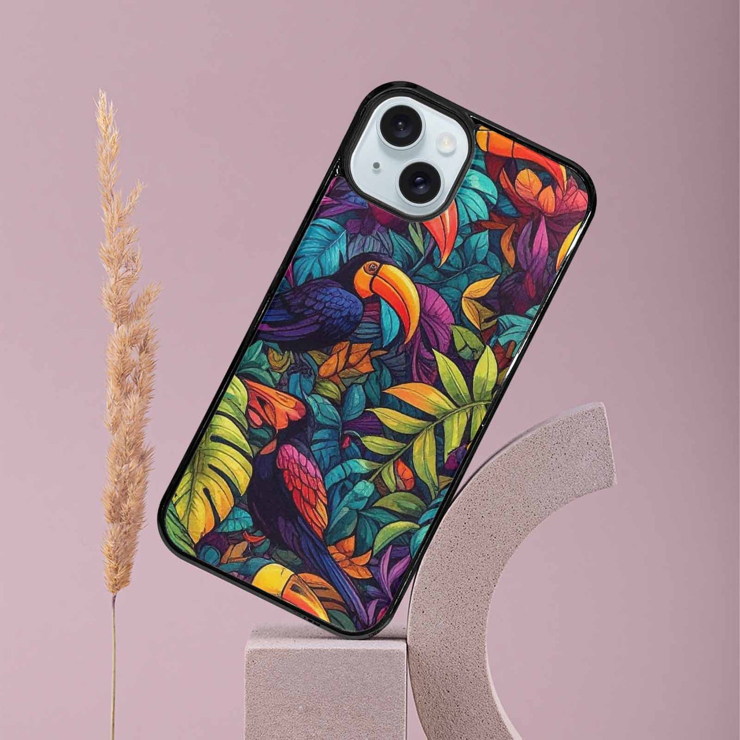 iPhone 15 Plus Case — Toucan Jungle Toucan Jungle Pattern Hundreds, Customized Protective Case