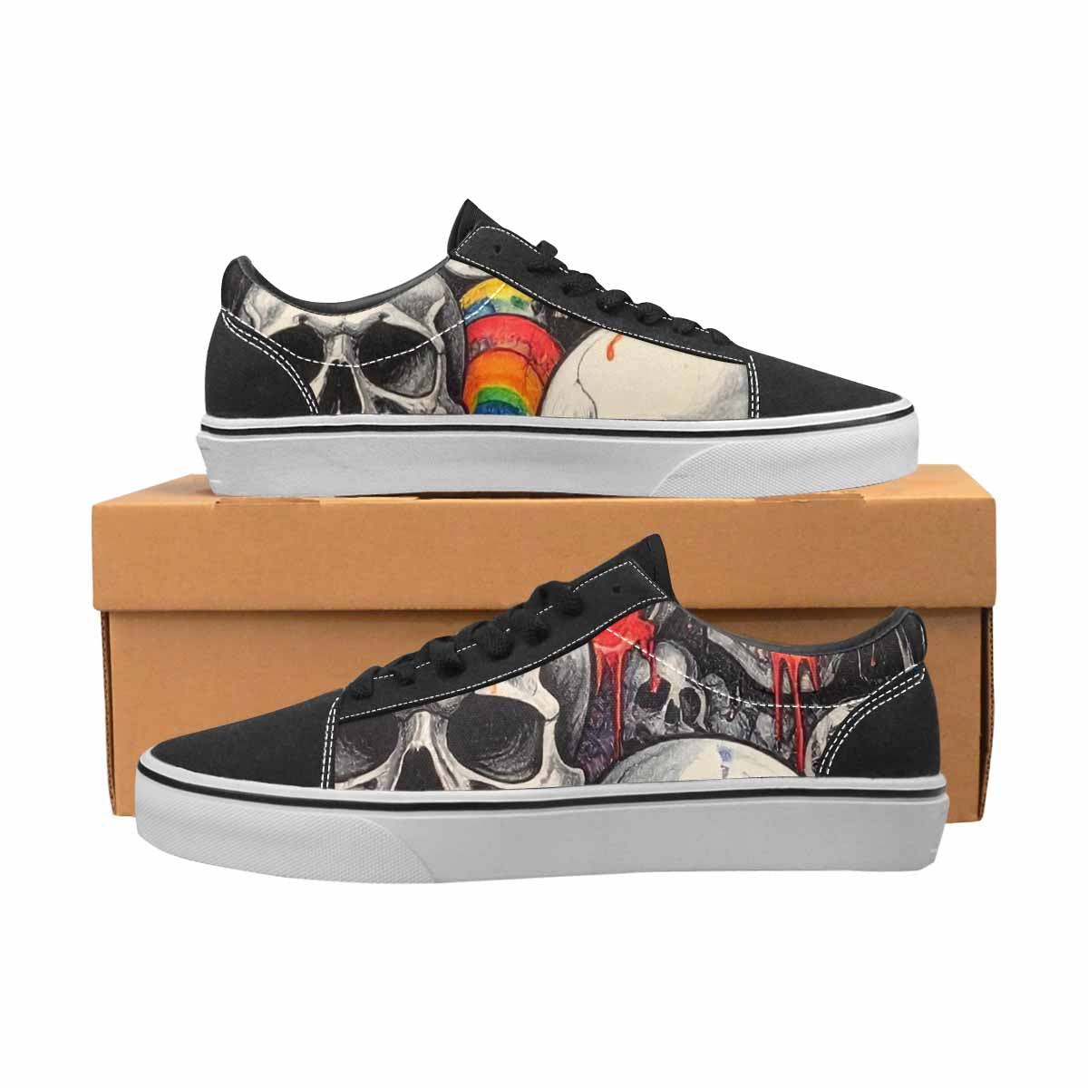 WOMEN'S Rainbow From Skull S Lace-Up Canvas Dark Academia Sneakers