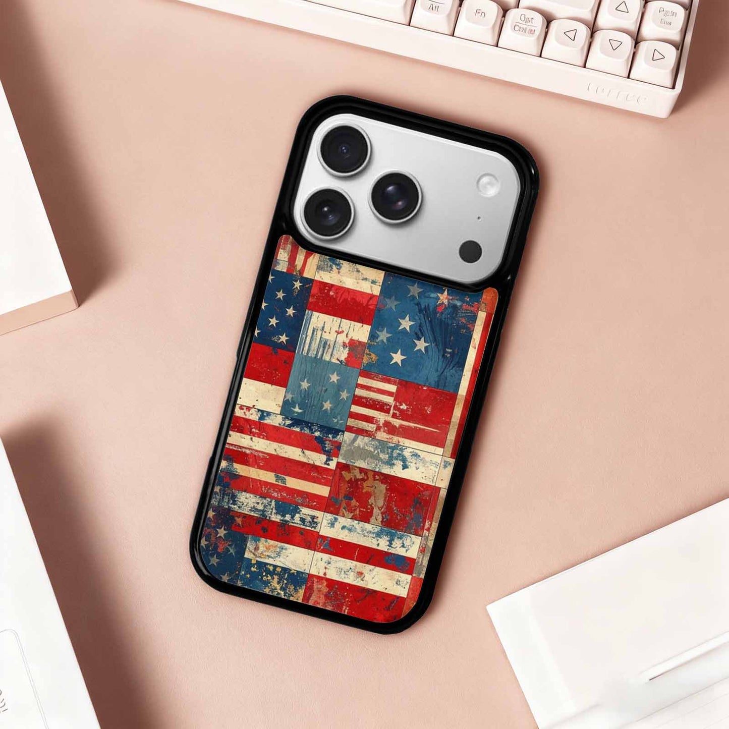 iPhone 17 Pro Case — Small American Flag Stars And Galaxy, Customized Protective Case