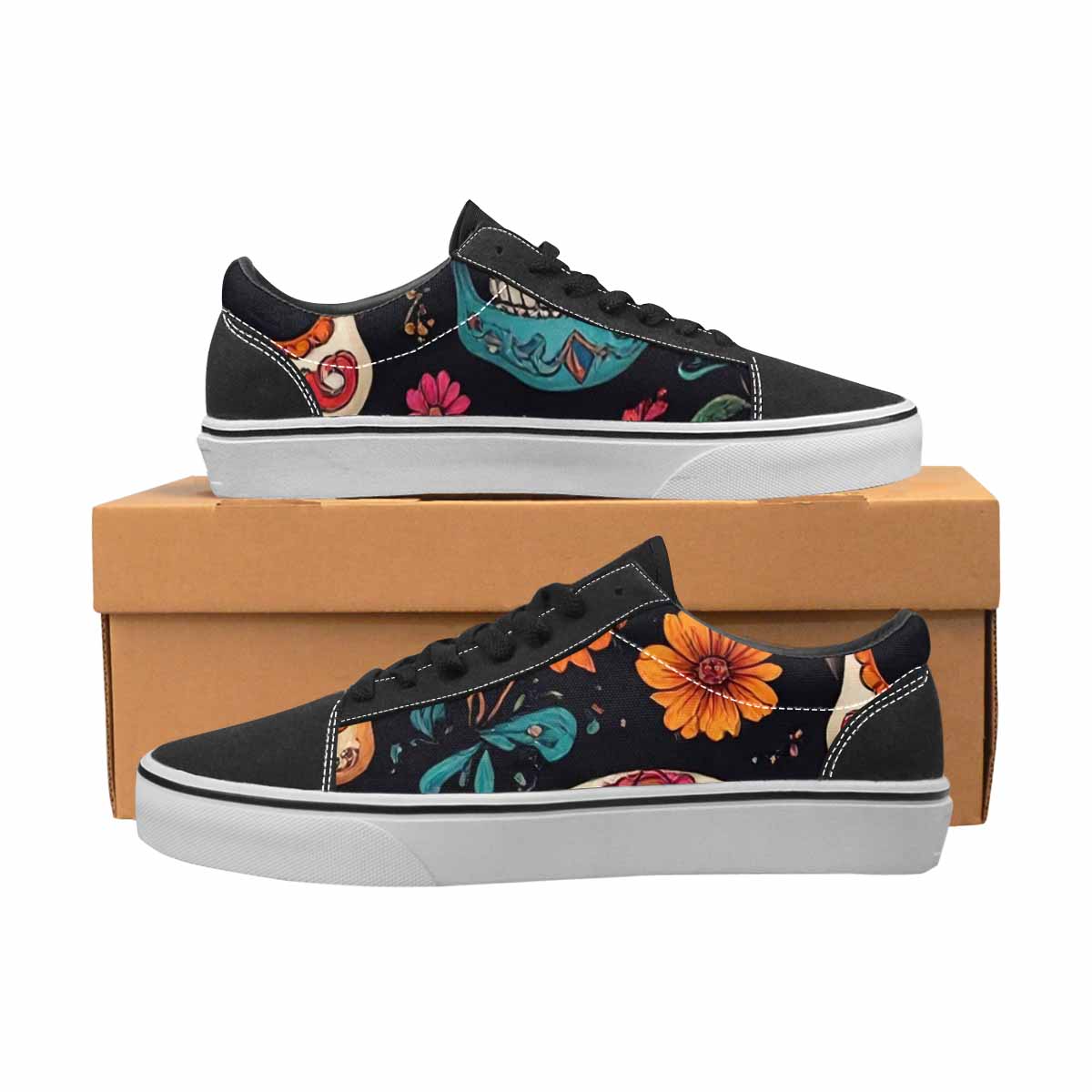 MEN'S Dia De Los Muertos Sugar Skull Canvas Lace-Up Dreamcore Sneakers