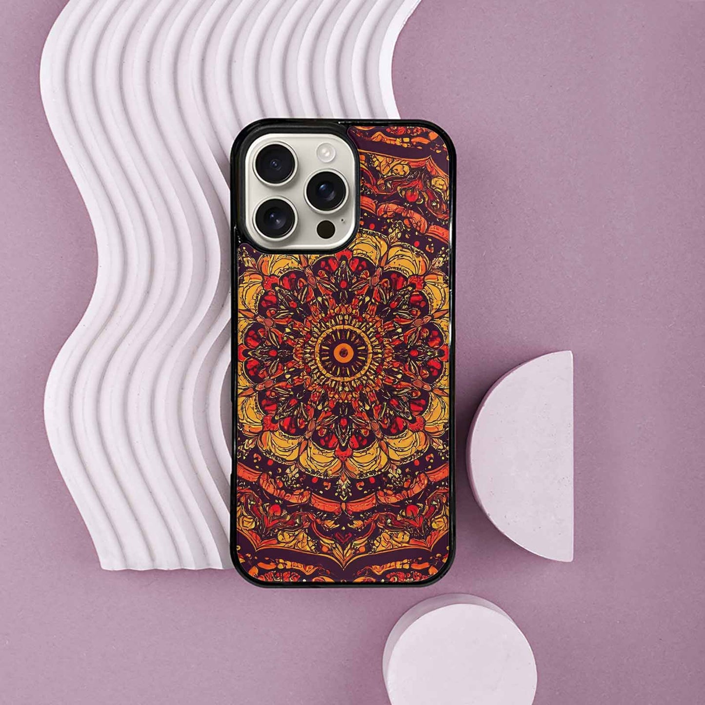 iPhone 16 Pro Max Case — Mandala Lions Art Seamless Pattern Vibrant, Custom Art Phone Cover