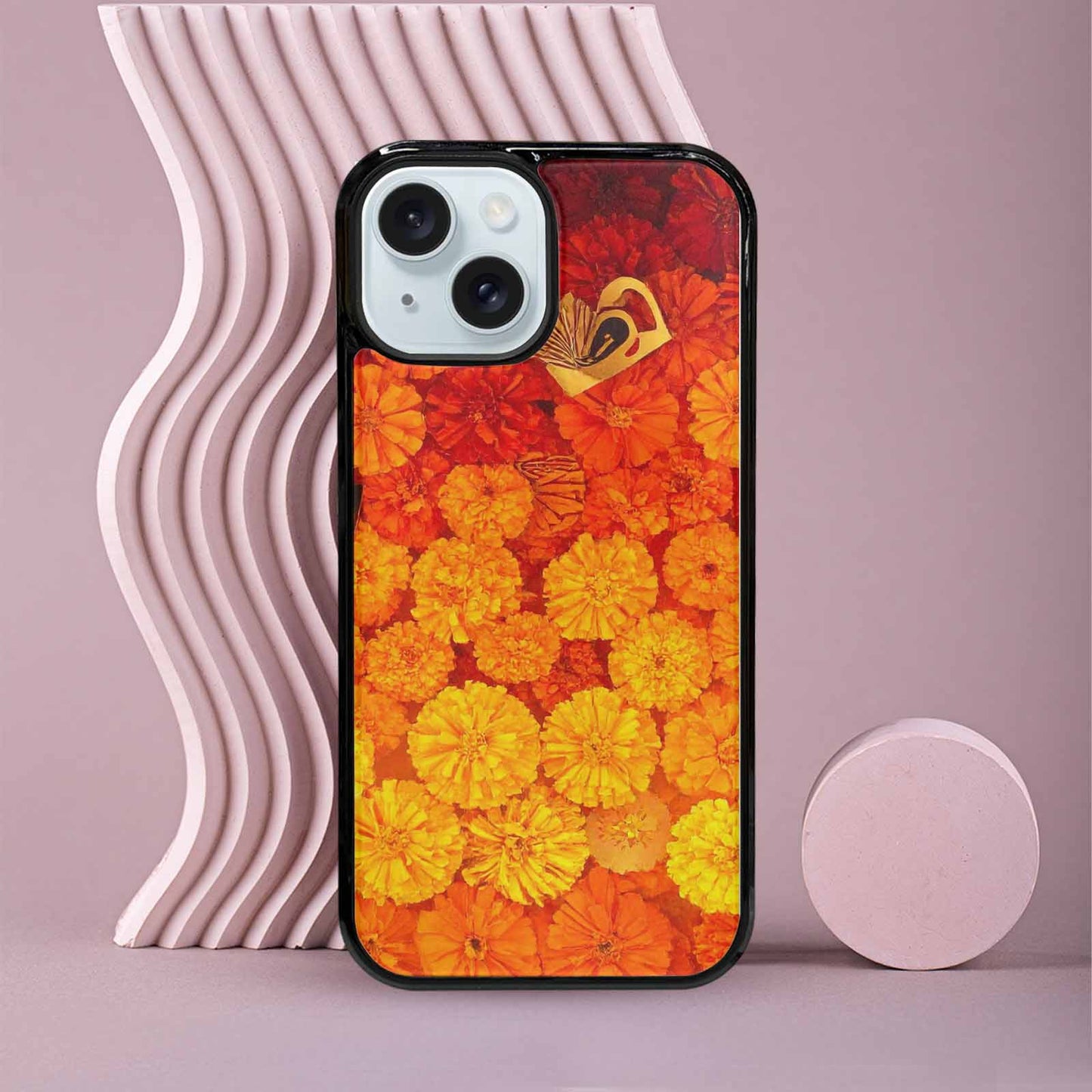 iPhone 15 Case — Marigold Day Of The Dead Marigold, Custom Art Phone Cover