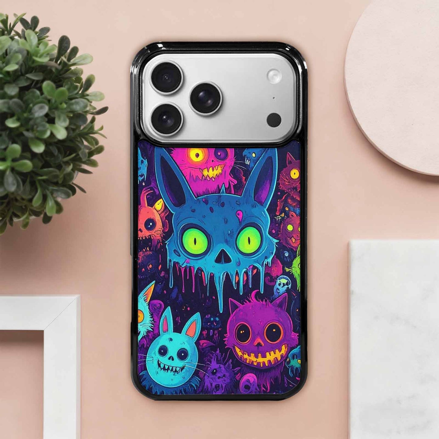 iPhone 17 Pro Max Case — Mixed Toxic Glow Creature Cartoon Cute, Custom Printed Phone Case