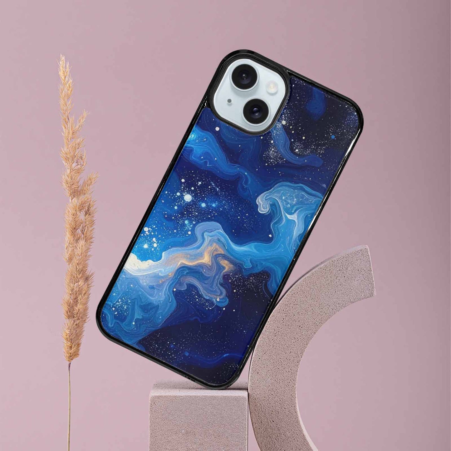 iPhone 15 Plus Case — Galaxy Art Blue Starfield Small Galaxy, Personalized Phone Case