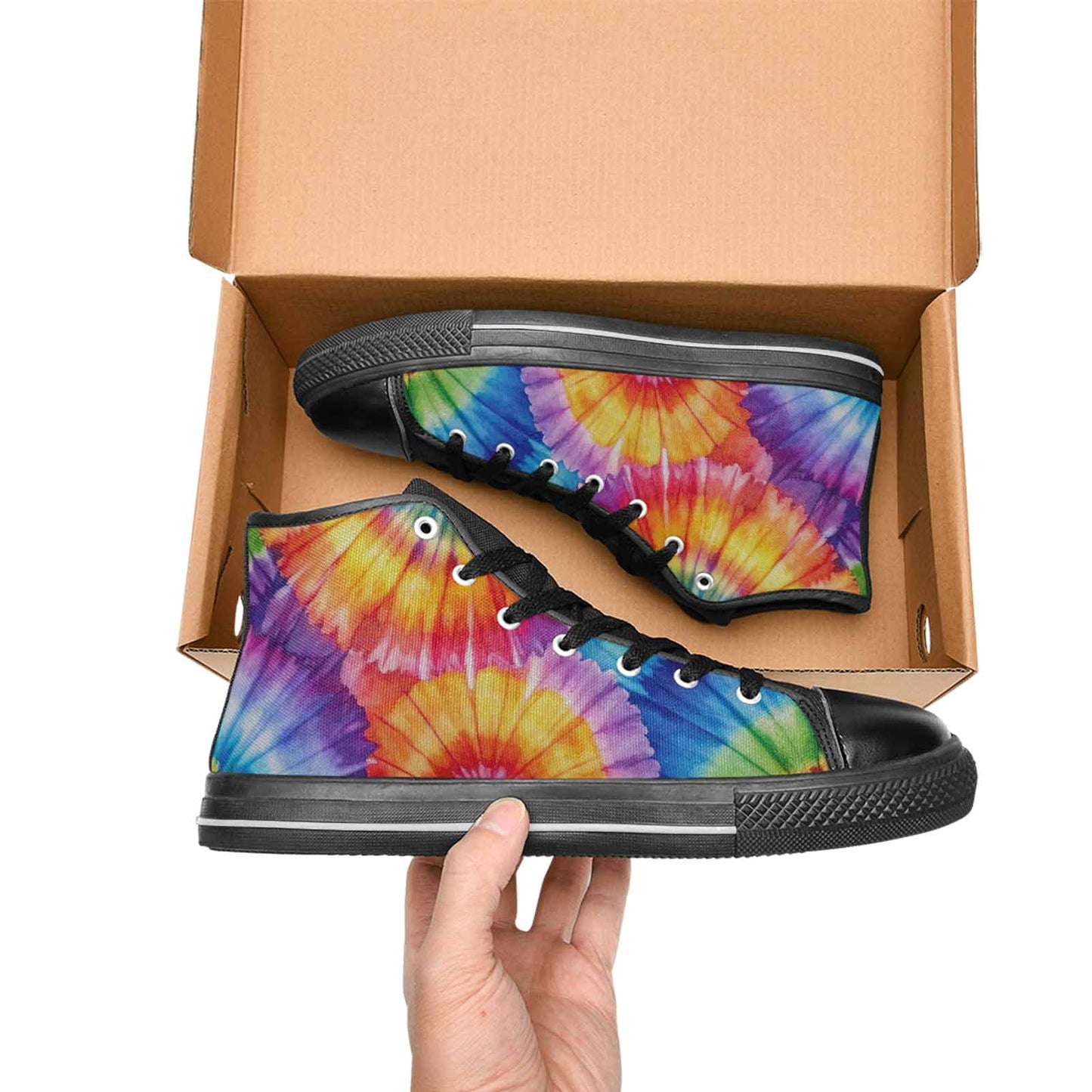 MEN'S Tie Dye - High Top Canvas Cottagecore Custom Shoes