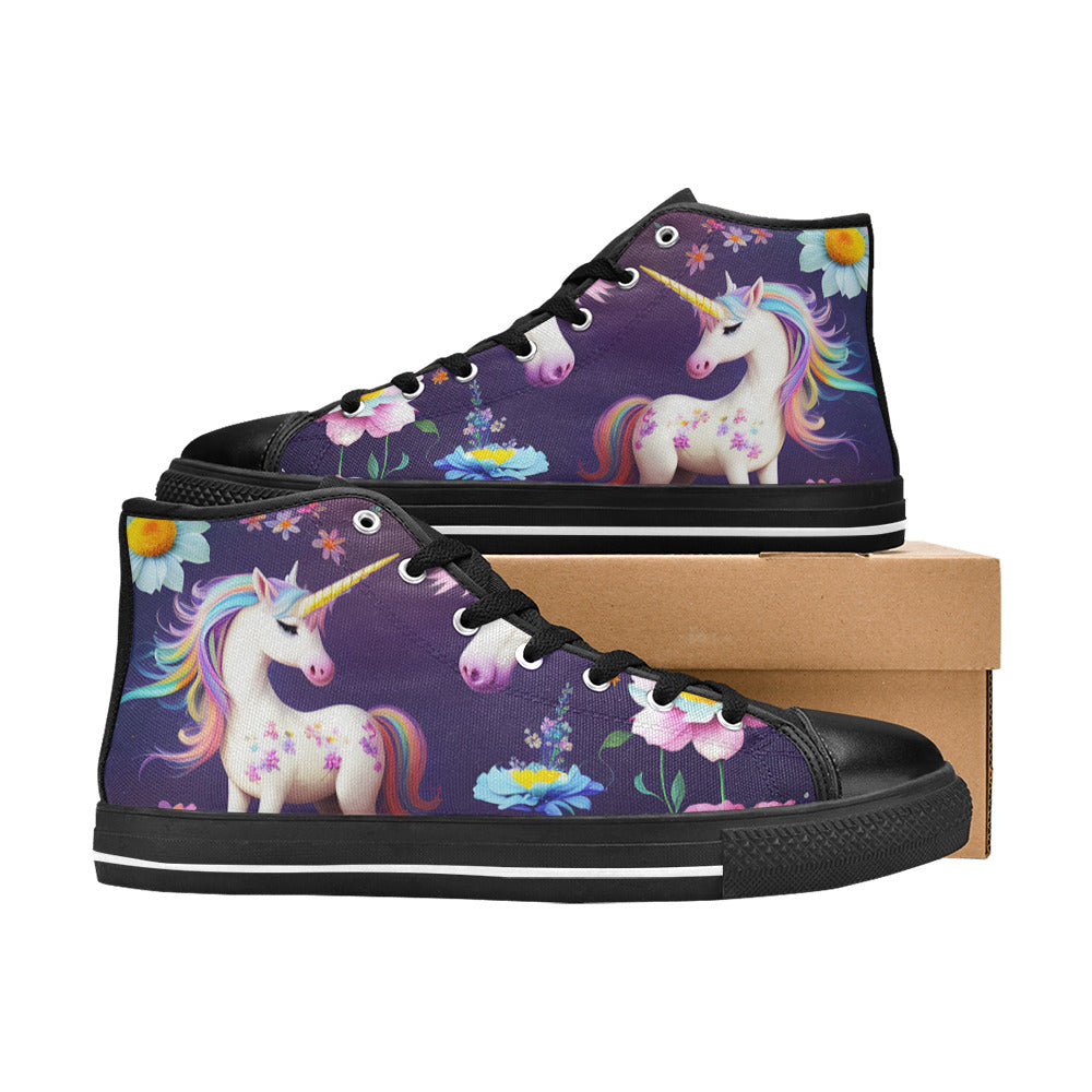 MEN'S Unicorns Please Men’S High Top Canvas Neon Fantasy Sneakers