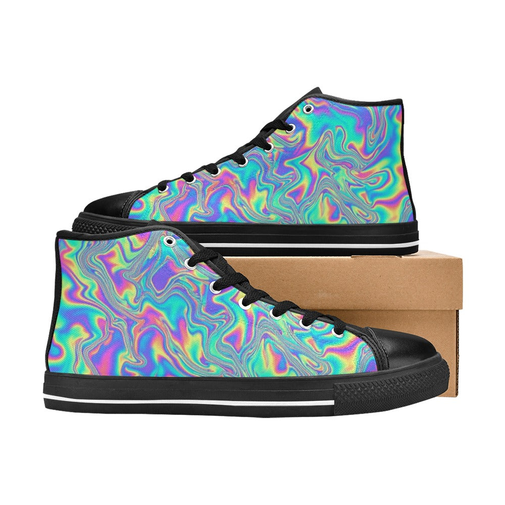 KIDS' Holographic Tribal Blaze 4 High Top Canvas Y2K Custom Sneakers