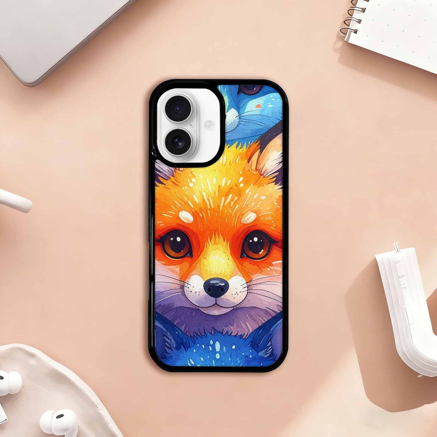 iPhone 17 Case — Watercolor Kawaii Fox Watercolor Abstract, Unique Phone Case Design