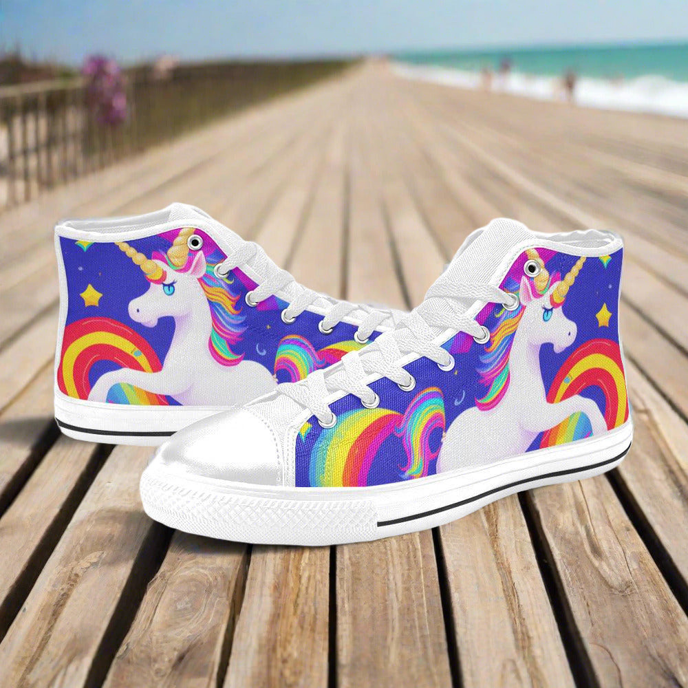 Cherry Blossom Blue Gold Vivid WOMEN Bold Art - Freaky Shoes | Custom Art Sneakers