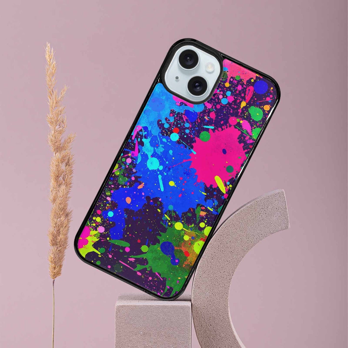 iPhone 15 Plus Case — Neon Paint Splatter Custom, Original Design Phone Case