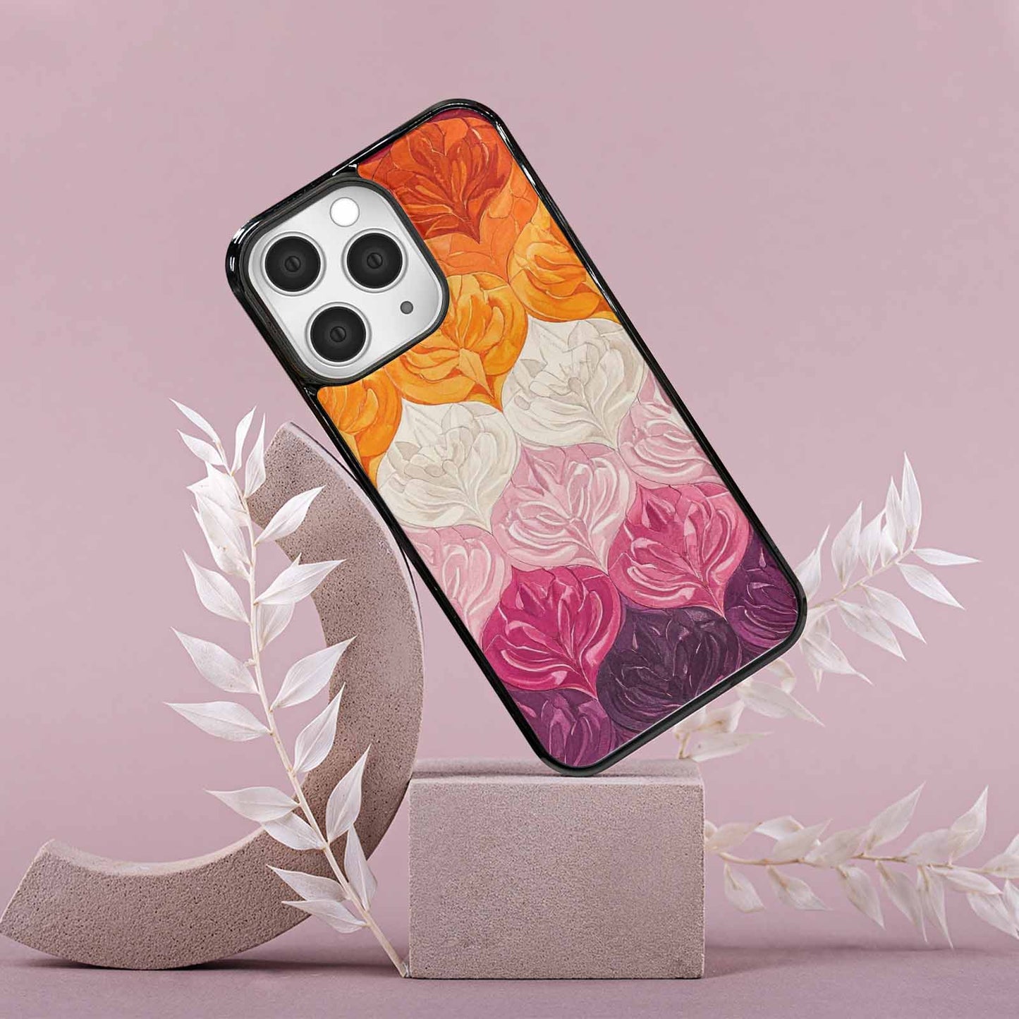 iPhone 15 Pro Max Case — Lesbian Flag Color Theme Small Rainbow, Custom Designed Case Cover