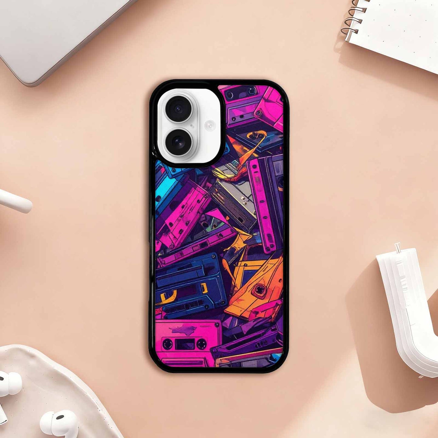 iPhone 17 Case — Retro Cassette Tape Pattern Retro Vintage, Custom Phone Case