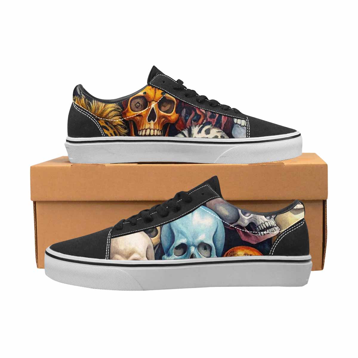 WOMEN'S Skulls Lace-Up Canvas Dark Academia Custom Sneakers