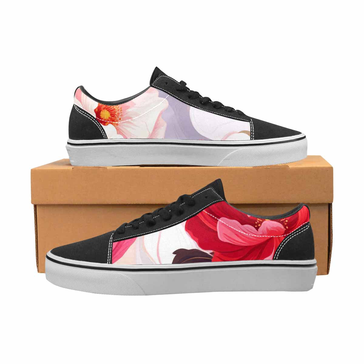 WOMEN'S Marble Floral Canvas Lace-Up Wallpaper Art Sneakers