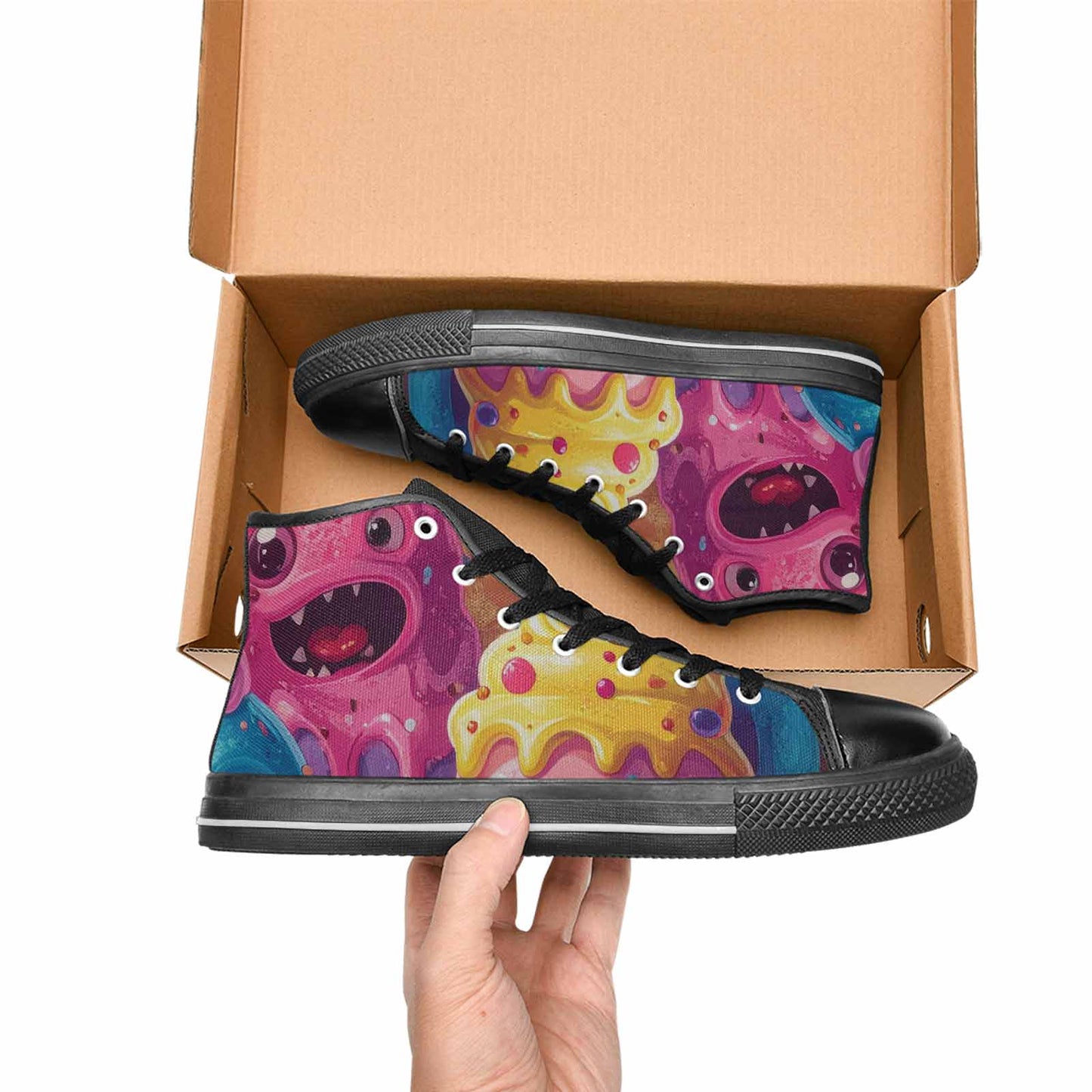 MEN'S Melting Icecream Monster Cherry High Top Canvas Neon Fantasy Sneakers