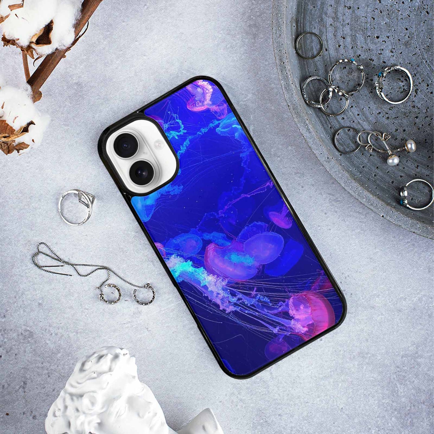 iPhone 16 Plus Case — Jellyfish Glow Jellyfish Glow Pattern Hundreds, Custom Print Case Cover