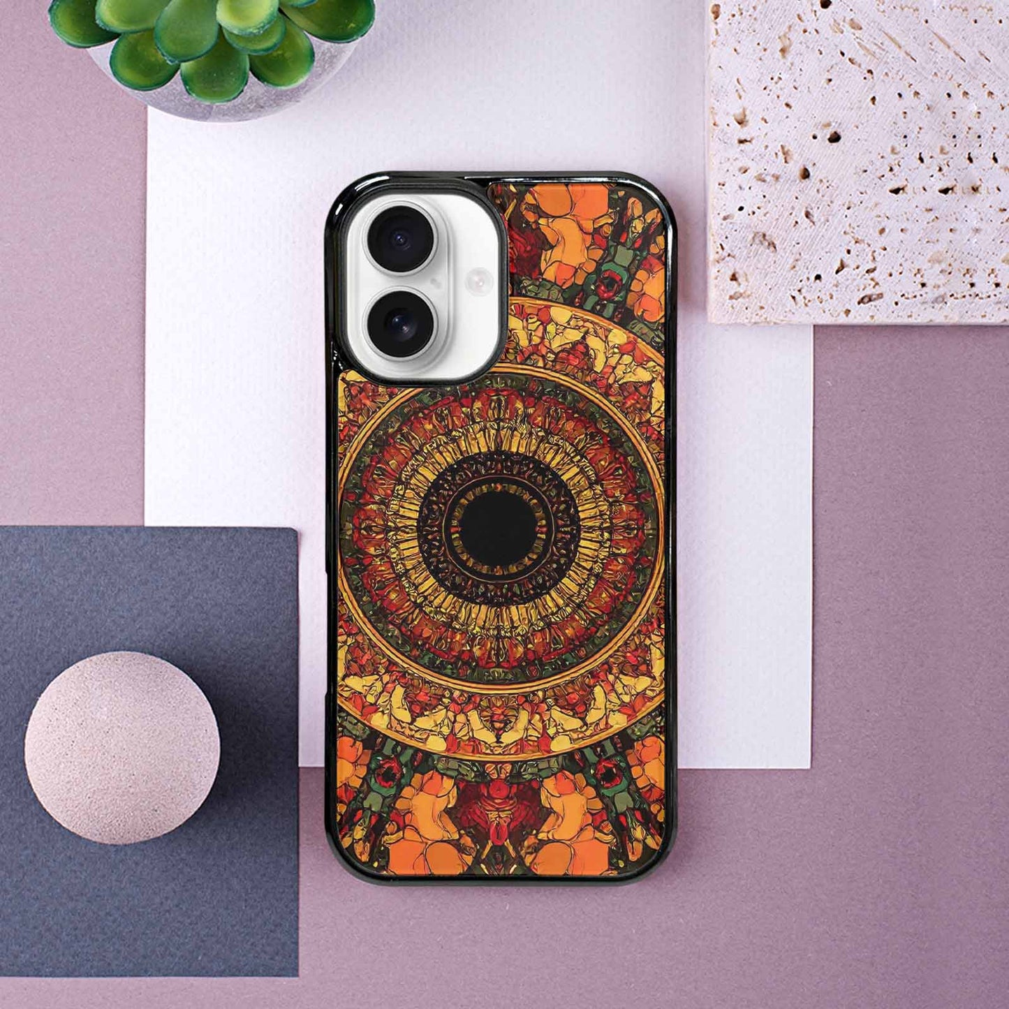 iPhone 16 Case — Mandala Lions Art Seamless Pattern Vibrant, Customized Protective Case